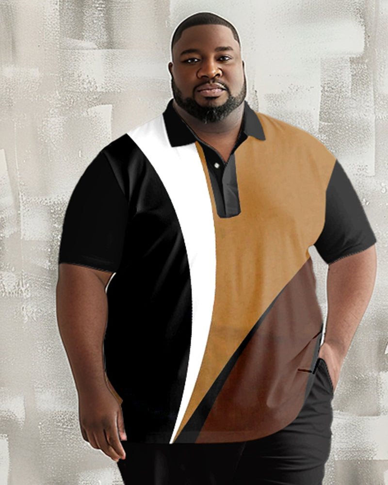 Big & Tall Colorblock Polo Pants Set for big men view 2