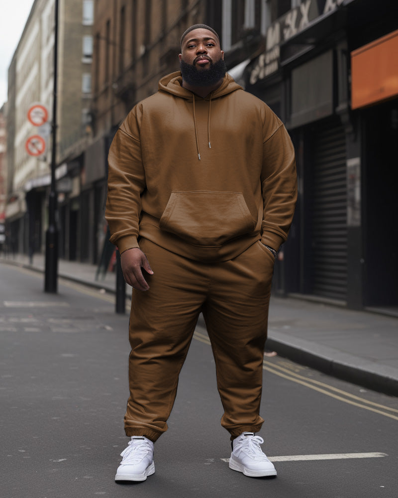 Big & Tall Solid Color Hoodie Sweatpants Set for big men view 6
