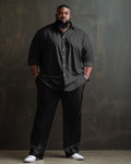 Big & Tall Solid Color Shirt Pants Set for big men view 1