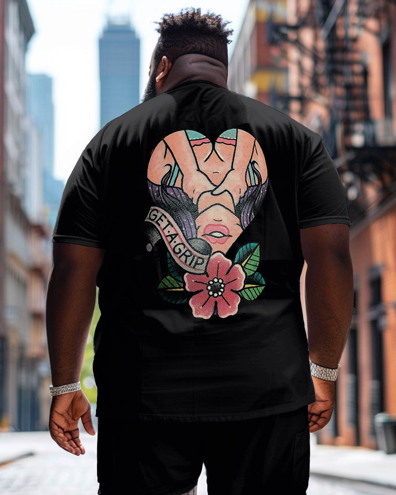 Big & Tall Graphic Floral Streetwear T-Shirt for big men view 2