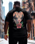 Big & Tall Graphic Floral Streetwear T-Shirt for big men view 2