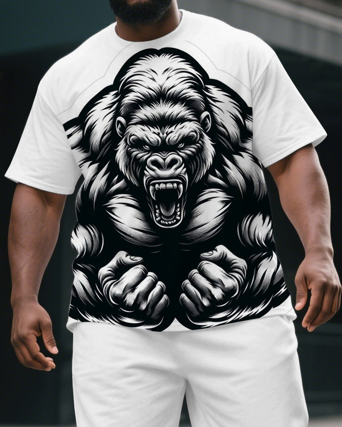 Big & Tall Graphic T-Shirt Shorts Set for big men view 2