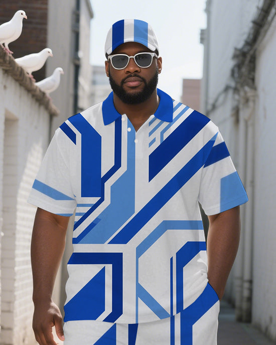 Big & Tall Streetwear Polo Shorts Set for big men view 1
