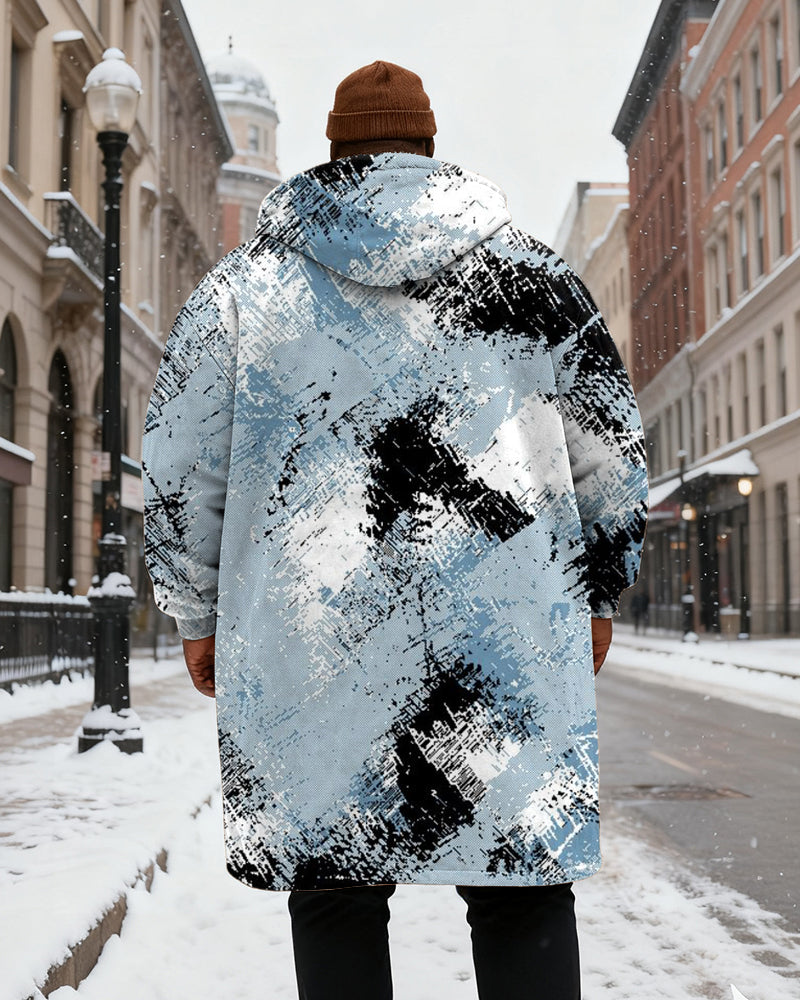 Big & Tall Blue Graphic Graffiti Hoodie for big men view 3