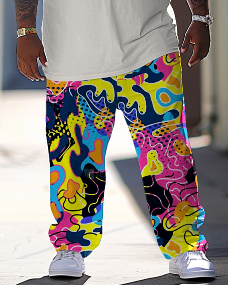 Big & Tall Graphic Streetwear T-Shirt Pants Set for big men view 3