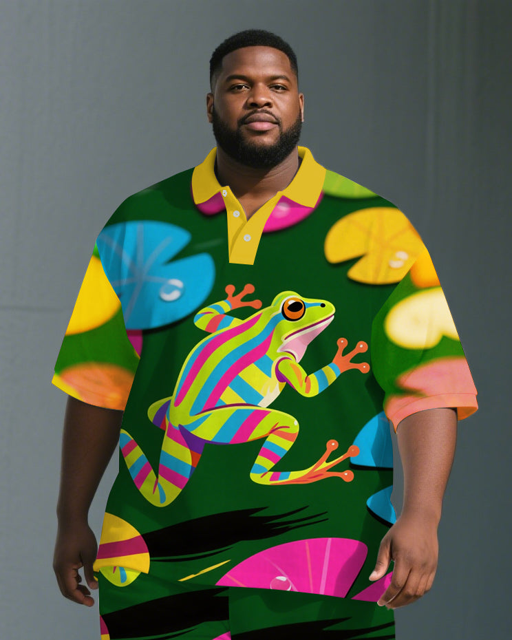Big & Tall Streetwear Polo Shorts Set for big men view 2