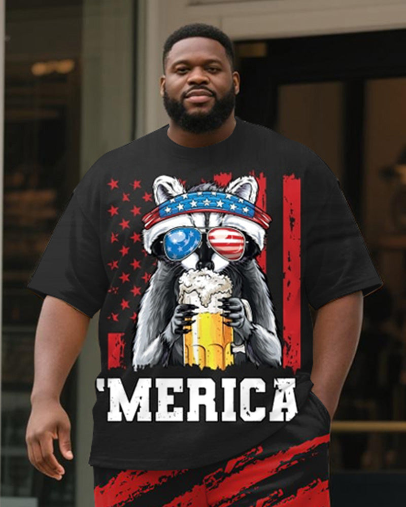 Big & Tall Graphic T-Shirt Shorts Set for big men view 2