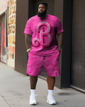 Big & Tall Pink Graphic Two-piece Set for big men
