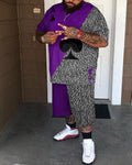 Big & Tall Colorblock Two-piece Set for big men