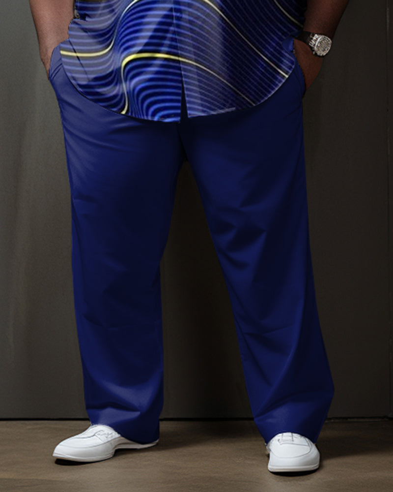 Big & Tall Blue Gradient Shirt Pants Set for big men view 4