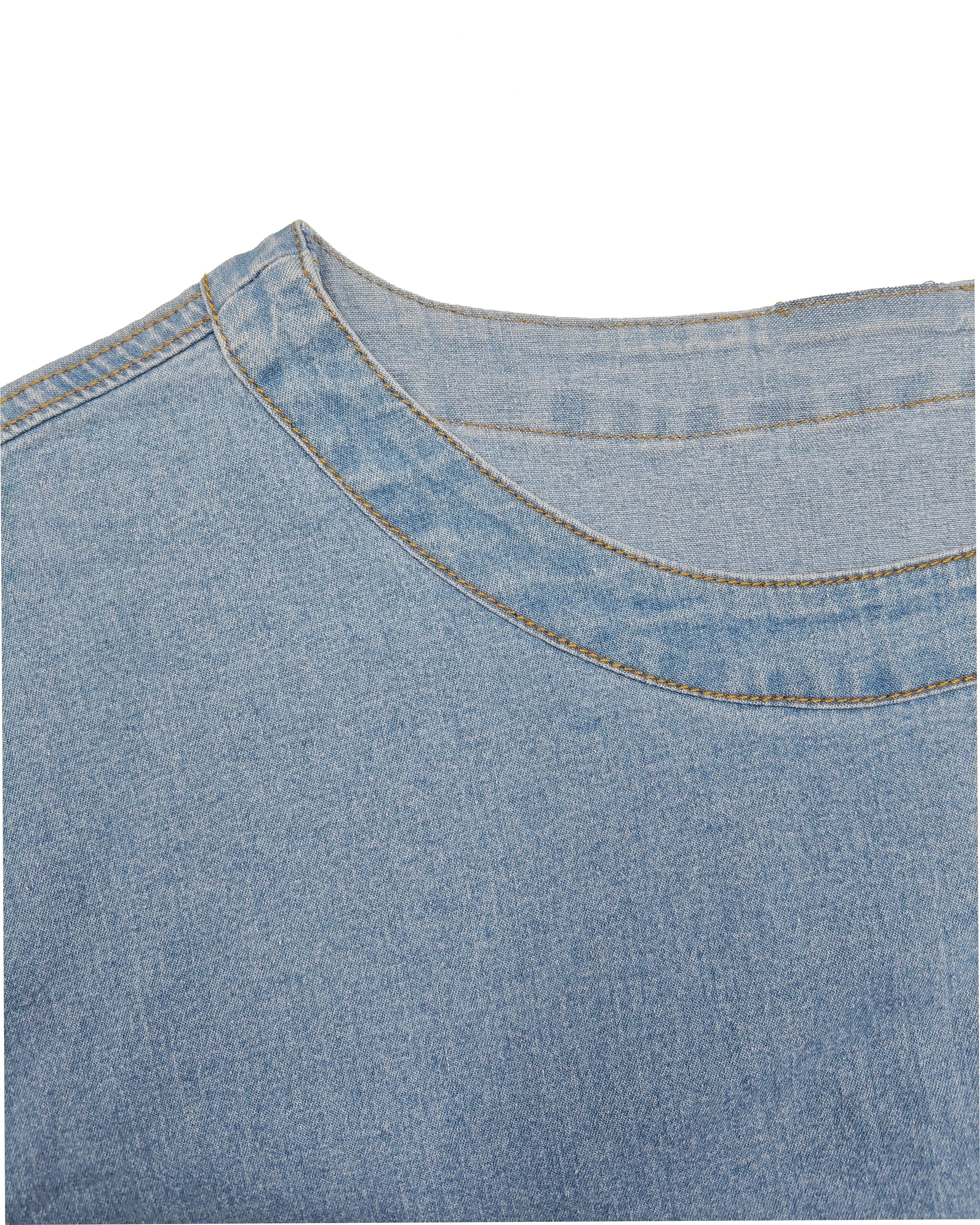 Big & Tall Denim Washed Solid Color T-Shirt for big men view 4