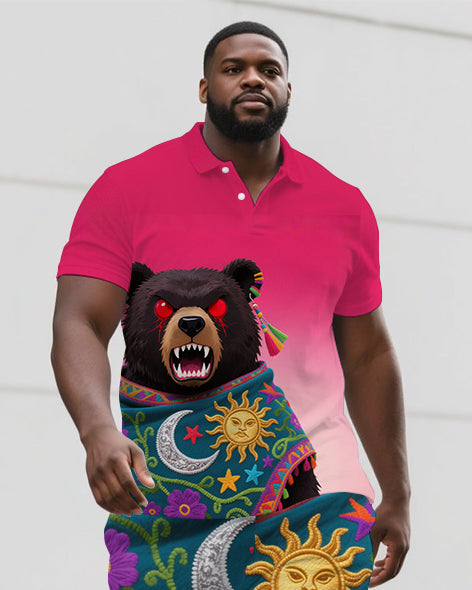 Big & Tall Streetwear Polo Shorts Set for big men view 2