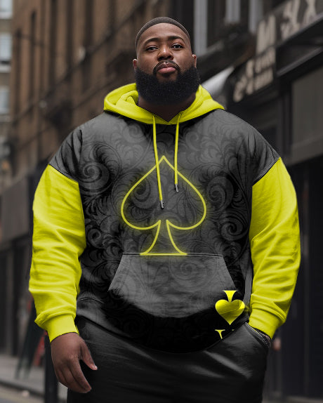 Big & Tall Colorblock Hoodie Sweatpants Set for big men view 2
