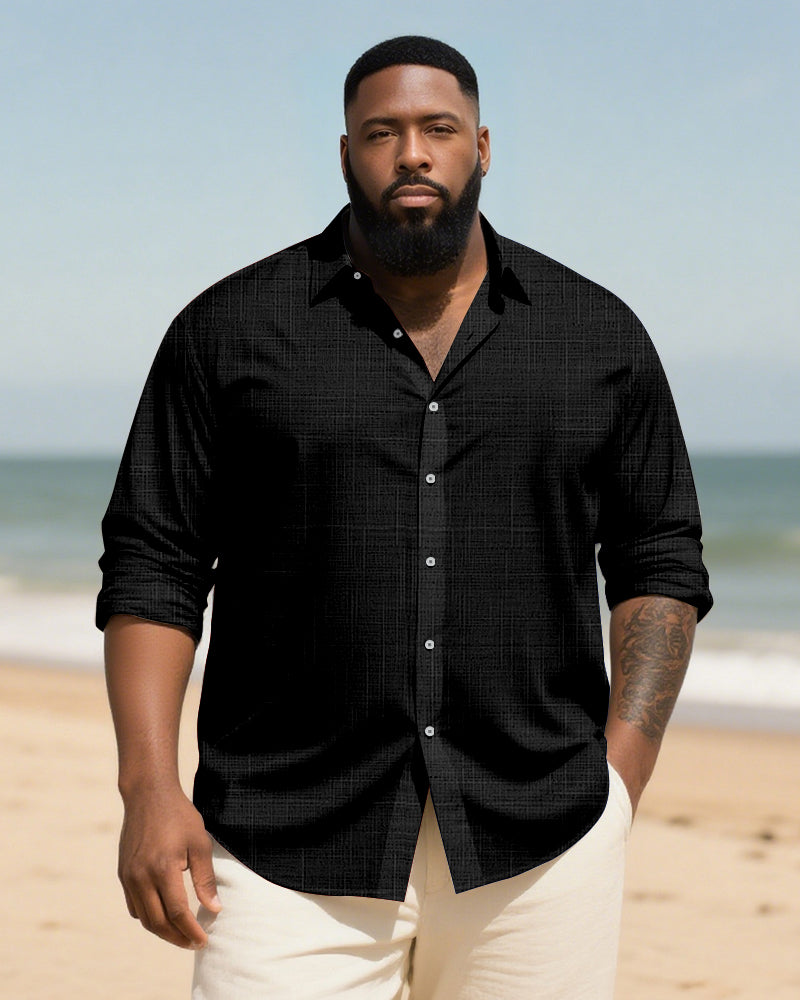 Big & Tall Patchwork Long Sleeve Shirt for big men view 9