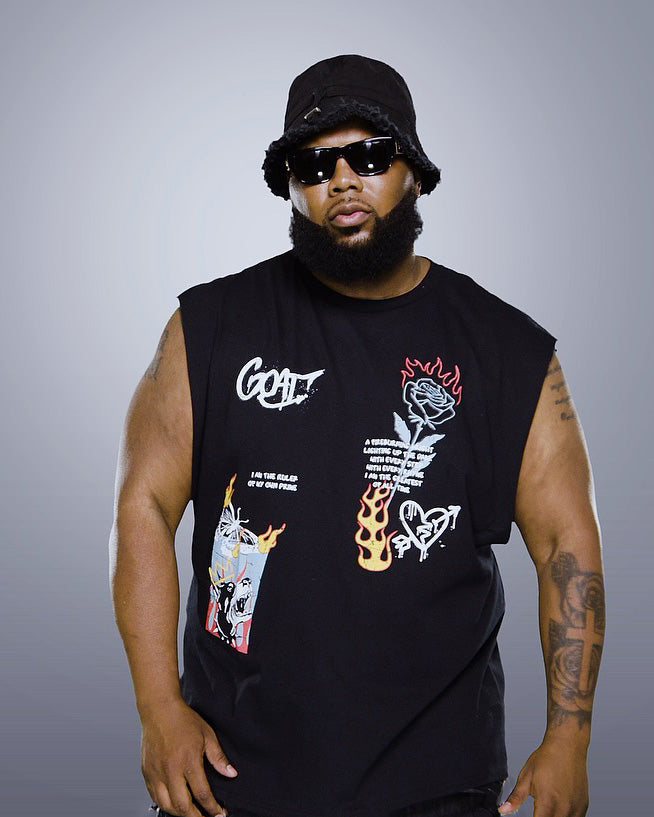 Big & Tall Graphic Streetwear Vest Pants Set for big men view 2
