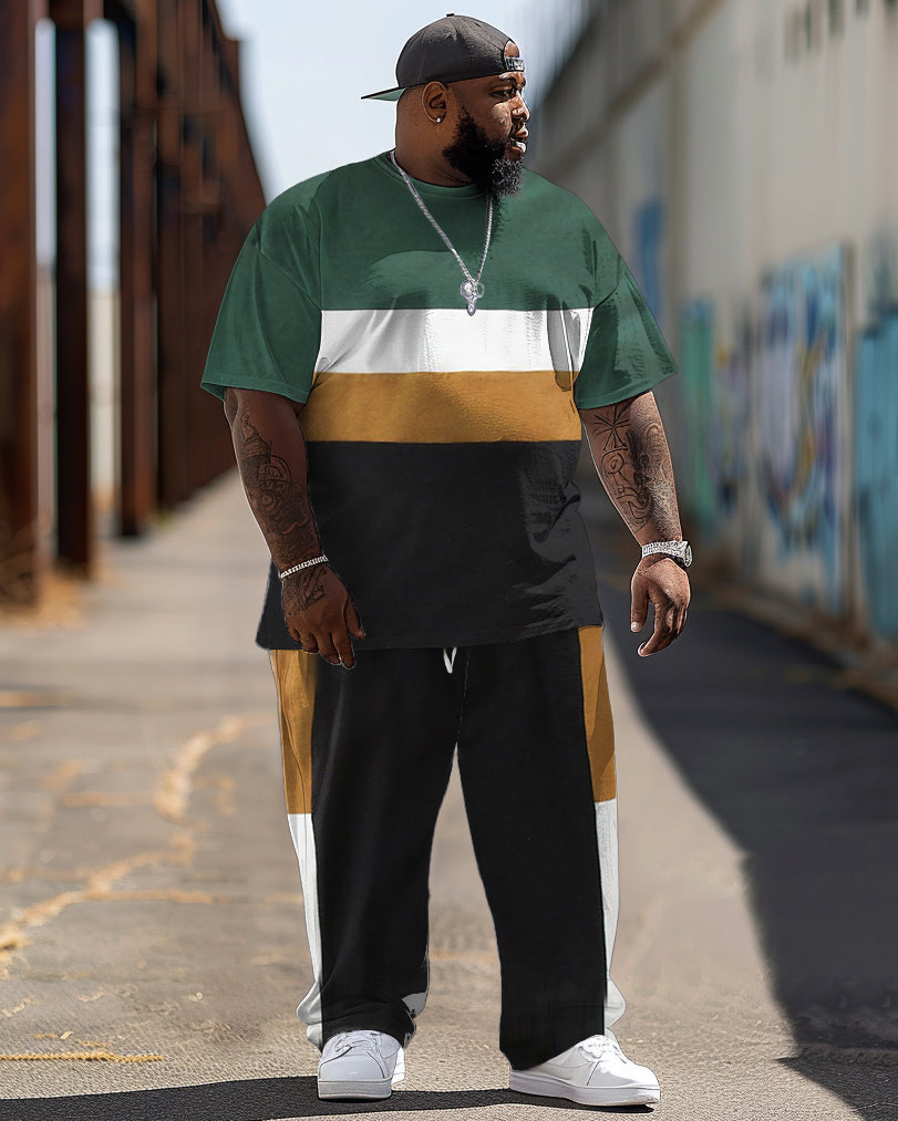 Big & Tall Colorblock Graphic Two-piece Set for big men view 1