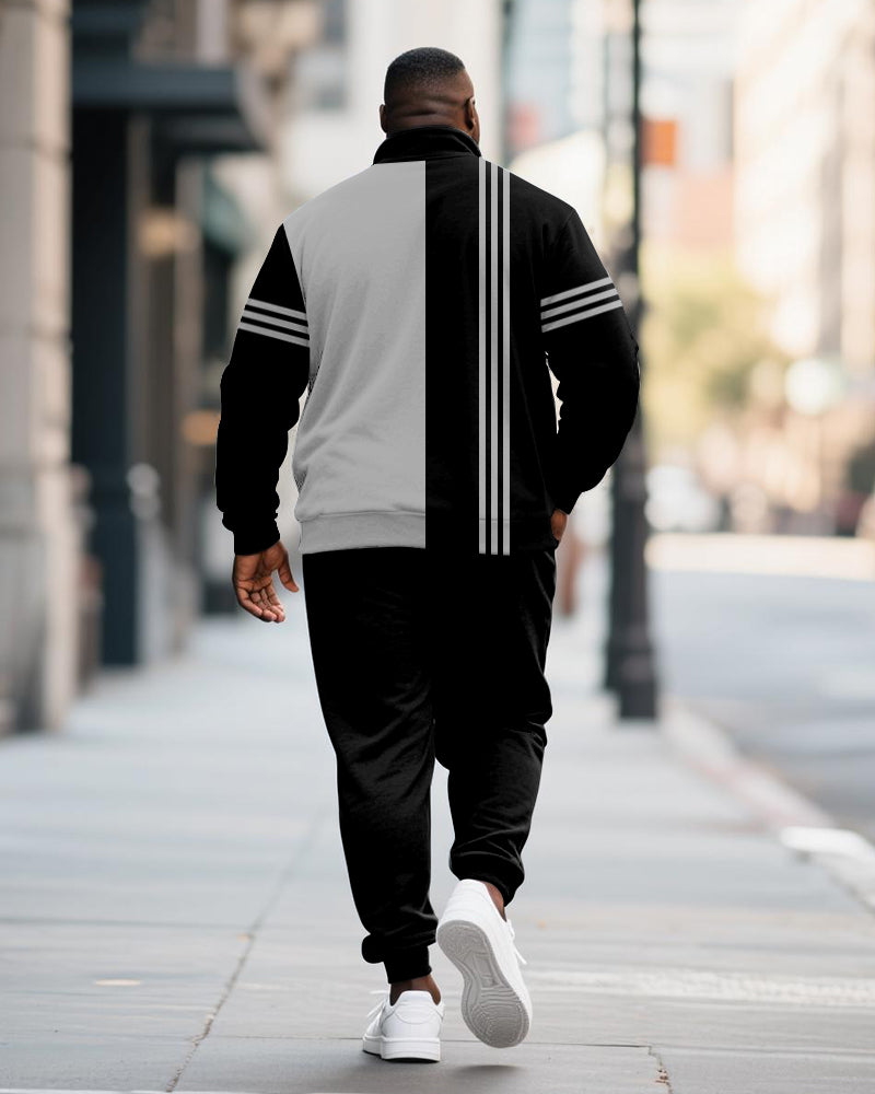 Big & Tall Colorblock Striped Two-piece Set for big men view 5