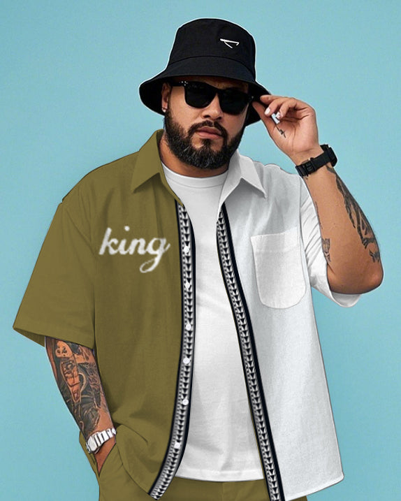 Big & Tall Colorblock Graphic T-Shirt Shorts Set for big men view 2