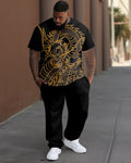 Big & Tall Black Graphic T-Shirt Pants Set for big men view 1