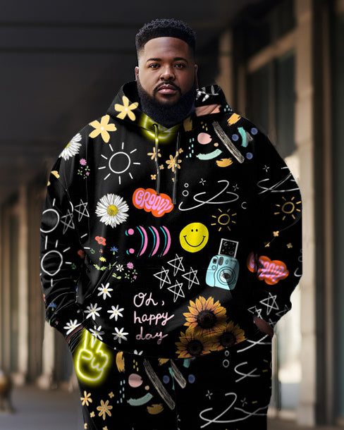 Big & Tall Graffiti Hoodie Sweatpants Set for big men view 2