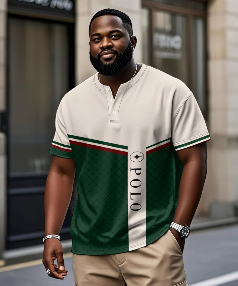 Big & Tall Green Striped Graphic T-Shirt for big men view 1