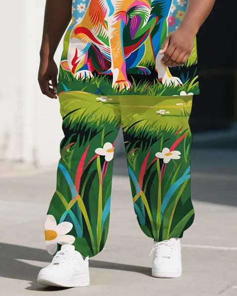 Big & Tall Streetwear T-Shirt Pants Set for big men view 3