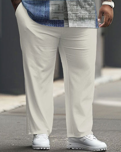 Big & Tall Geometric Graphic T-Shirt Pants Set for big men view 3