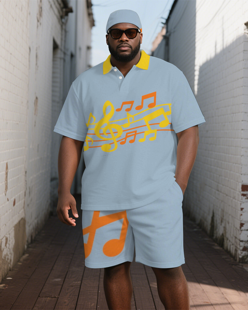 Big & Tall Streetwear Polo Shorts Set for big men view 1