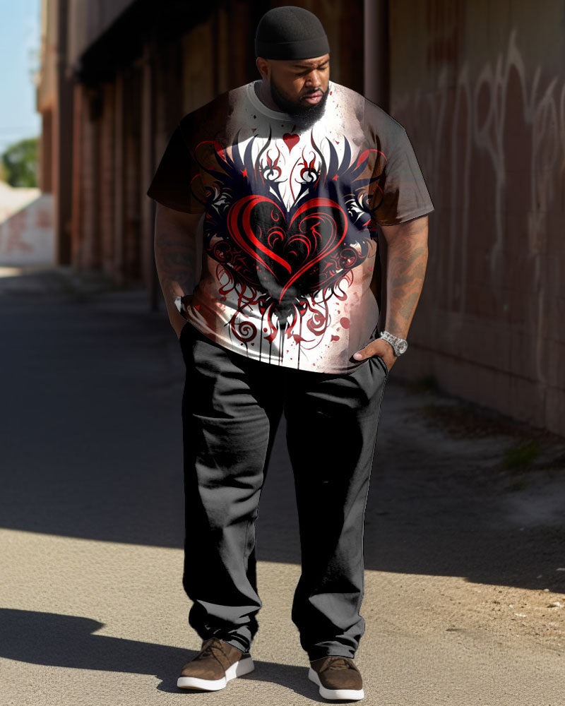 Big & Tall Gradient Streetwear T-Shirt Pants Set for big men view 1