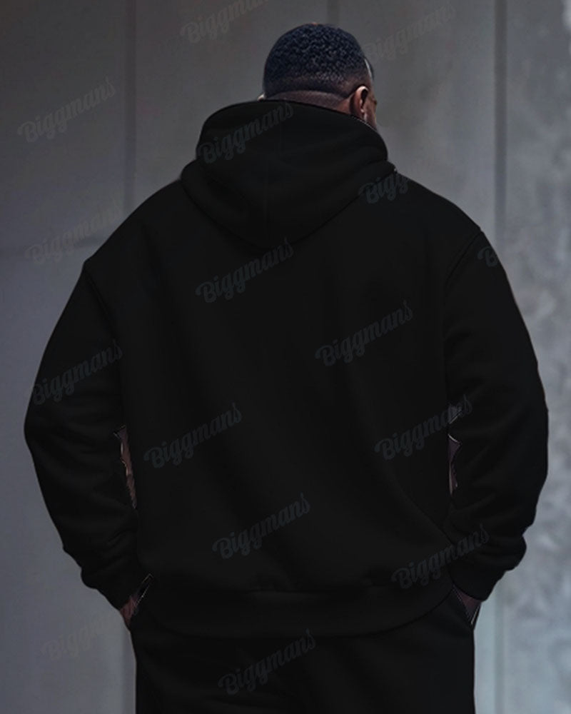 Big & Tall Plaid Graphic Patchwork Hoodie for big men view 2