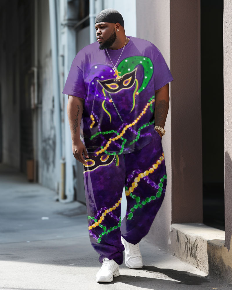 Big & Tall Colorblock Streetwear Two-piece Set for big men view 1