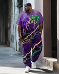 Big & Tall Colorblock Streetwear Two-piece Set for big men view 1
