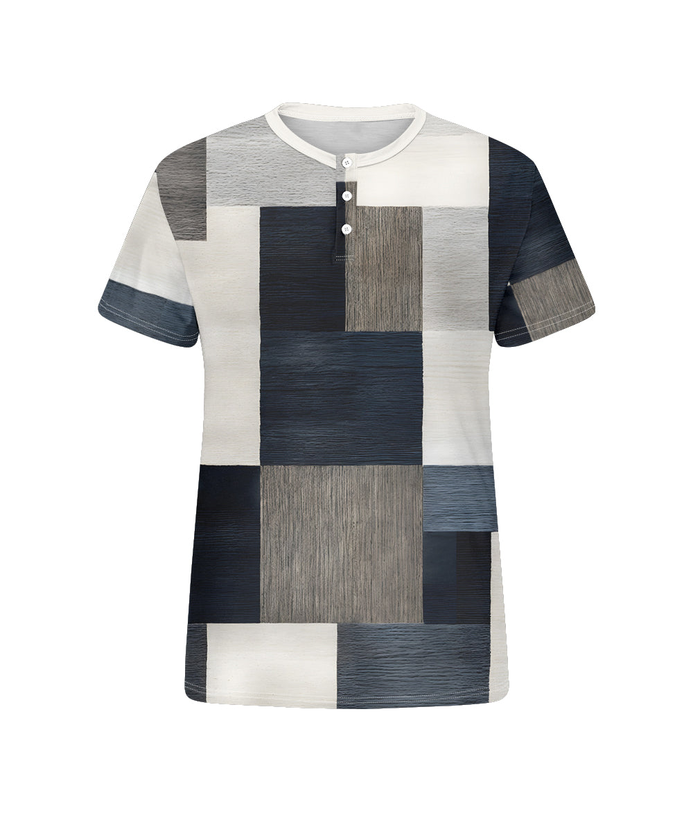 Big & Tall White Blue Geometric T-Shirt for big men view 4