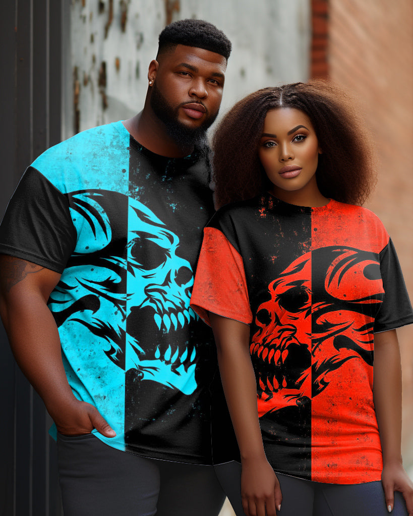 Big & Tall Colorblock Skull T-Shirt for big men view 1