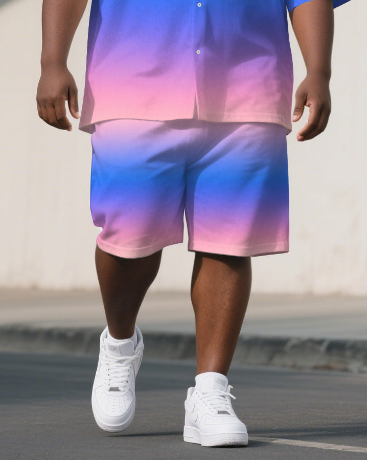 Big & Tall Gradient T-Shirt Shorts Set for big men view 3