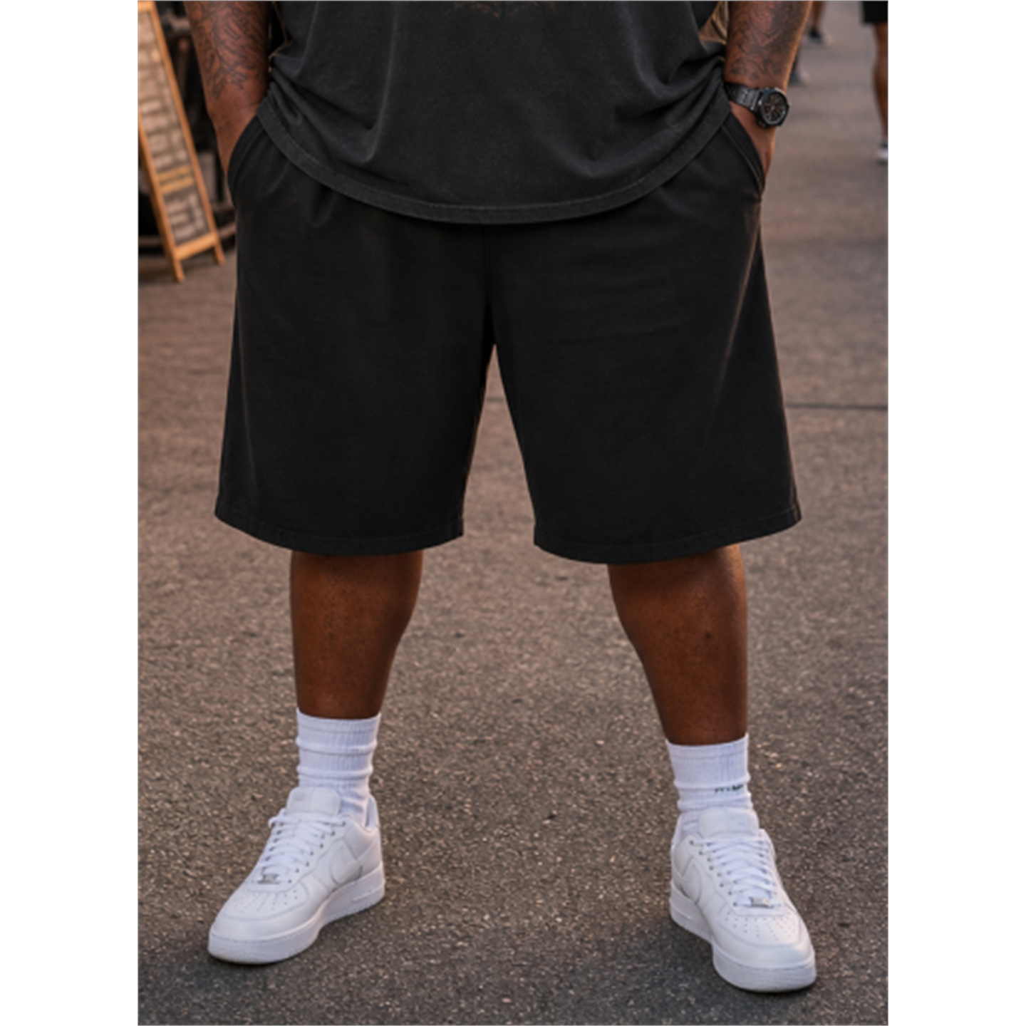 Big & Tall Black Hawaiian T-Shirt Shorts Set for big men view 3