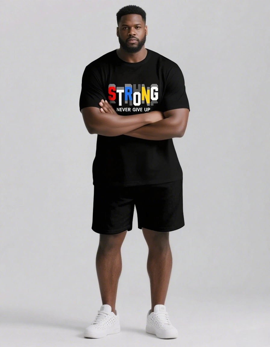 Big & Tall Graphic Streetwear Two-piece Set for big men view 1