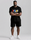 Big & Tall Graphic Streetwear Two-piece Set for big men view 1