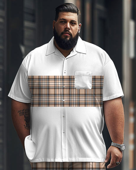 Big & Tall Plaid Patchwork Jeans for big men view 2