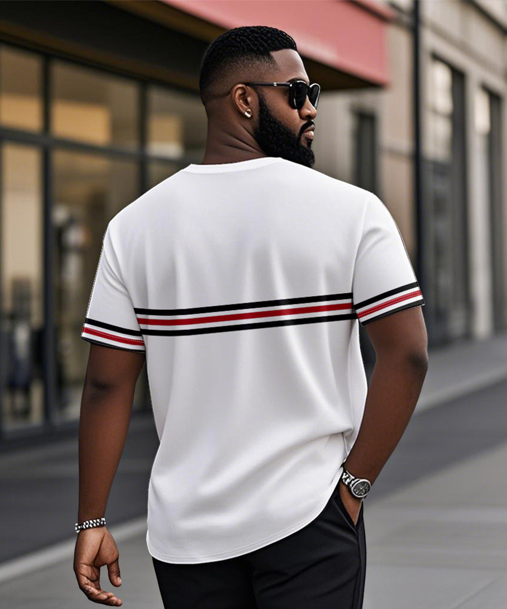 Big & Tall White Striped Graphic T-Shirt for big men view 2
