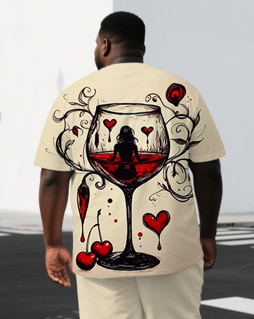 Big & Tall Geometric Graphic T-Shirt Shorts Set for big men view 2