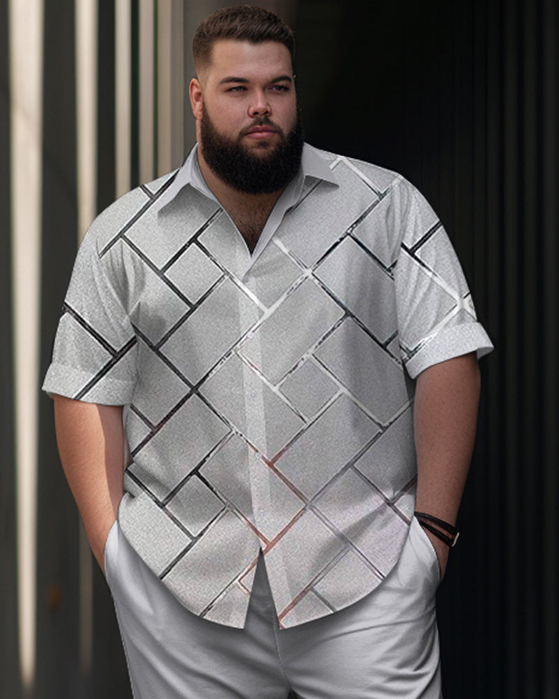 Big & Tall Graphic Business Casual Shirt Pants Set for big men view 2