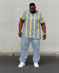 Big & Tall Striped T-Shirt Pants Set for big men view 1