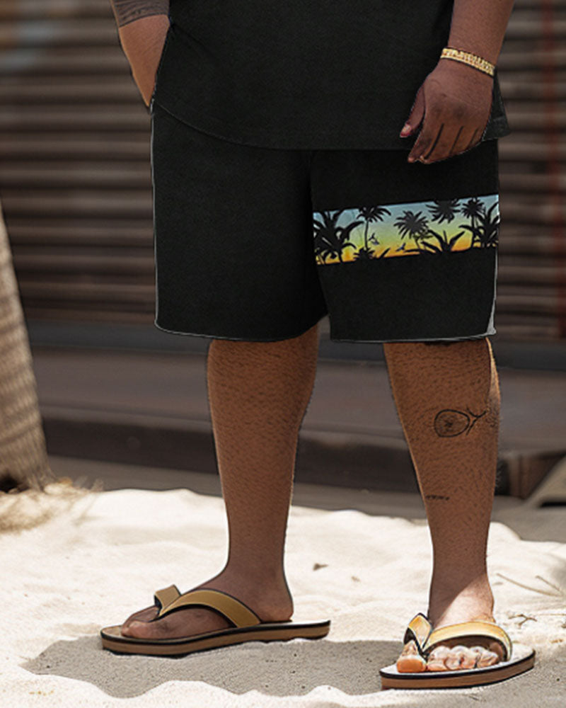 Big & Tall Hawaiian Graphic T-Shirt Shorts Set for big men view 4