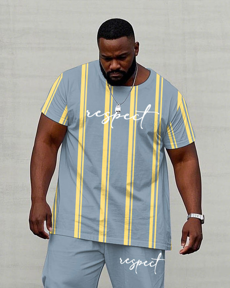 Big & Tall Striped T-Shirt Pants Set for big men view 2