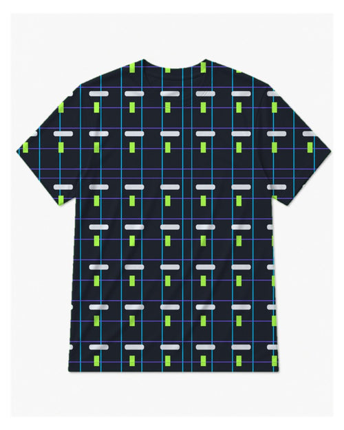 Big & Tall Night Grid Digital Print T-Shirt and Shorts Set T-Shirt