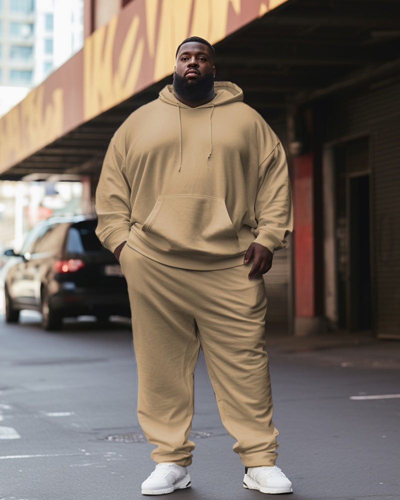 Big & Tall Solid Color Hoodie Sweatpants Set for big men view 2