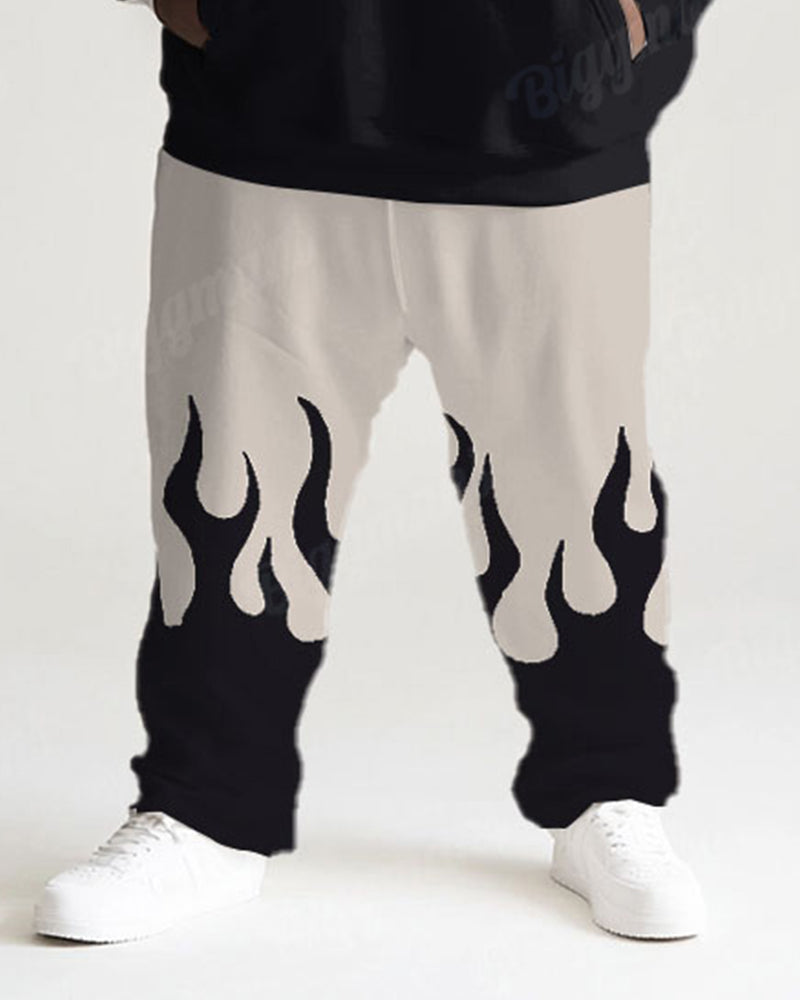 Big & Tall Black Colorblock Hoodie Sweatpants Set for big men view 3