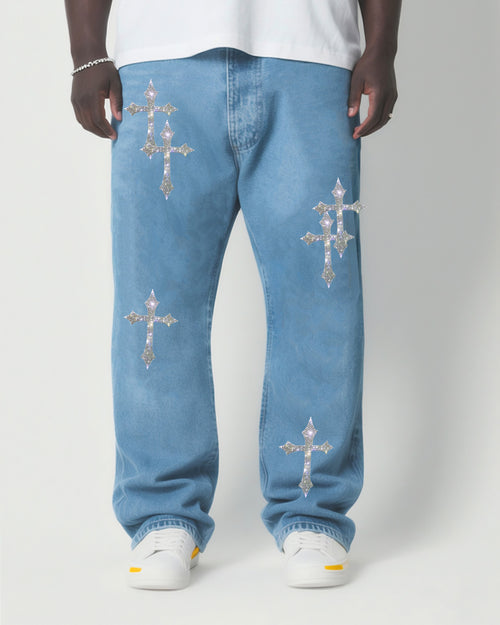 Big & Tall Denim Washed Streetwear Jeans for big men