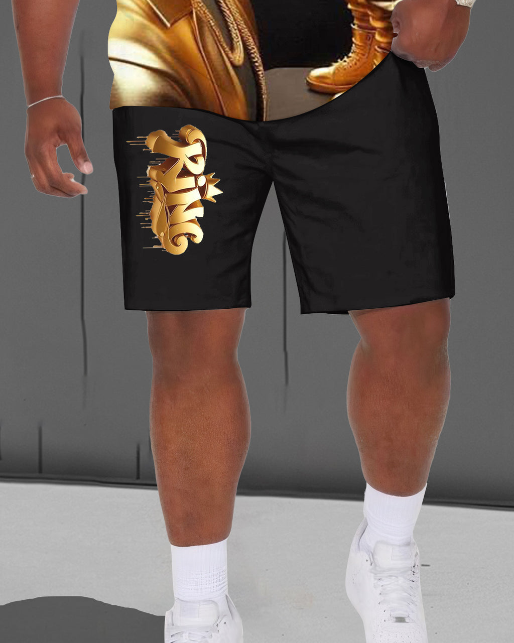Big & Tall Graphic T-Shirt Shorts Set for big men view 3